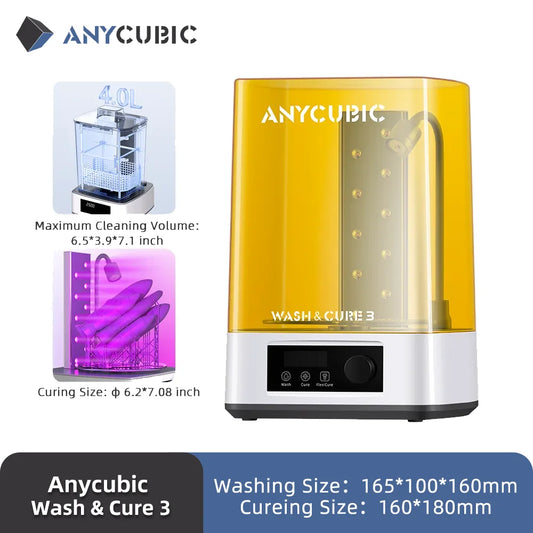 3D Printer Wash & Cure 3 For Mars Photon Mono 2 LCD SLA DLP 3D Printer Models UV Rotary Curing Resin Cleaning Machine 2 in 1